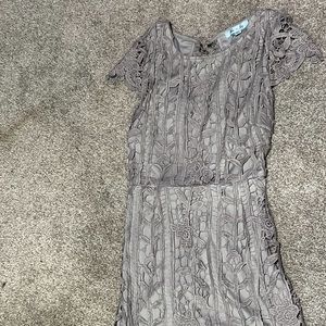 She + Sky- Crochet mini dress in grey/lavender